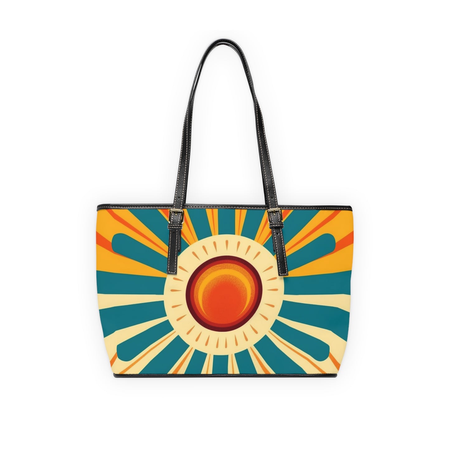 Atomic Age Sunshine: Midcentury Modern Sun PU Leather Shoulder Bag