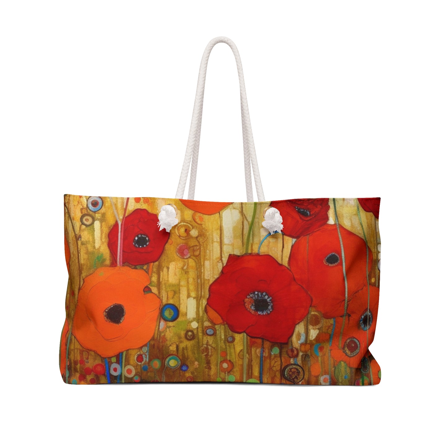 Floral Symphony: Weekender Bag showcasing Gustav Klimt's Poppies in Art Nouveau