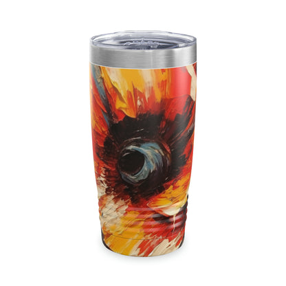 Poppy Symphony: Tumbler with Abstract Floral Artwork