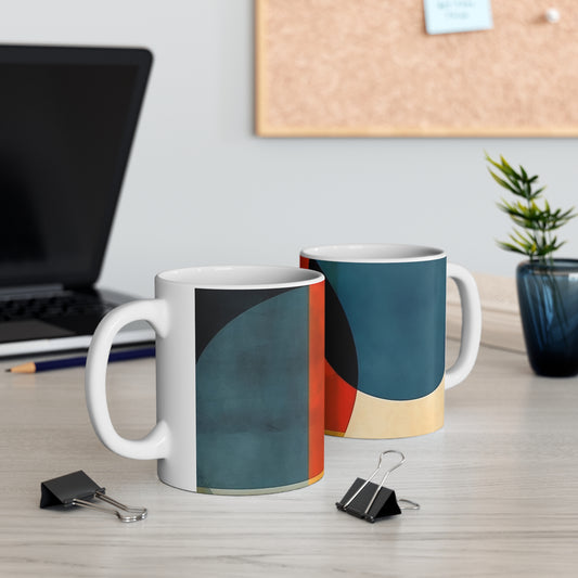 Sleek Geometric Style: Midcentury Modern Mug with Abstract Geometric Art