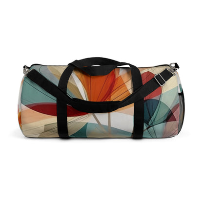 Floral Blossom: Atomic Age Duffel Bag with Midcentury Modern Design and Flower Drawings