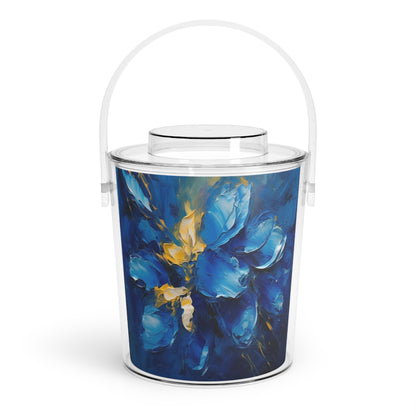 Abstract Wallpaper Ice Bucket with Tongs: Immersive Floral Beauty with Blue Orchid Motif