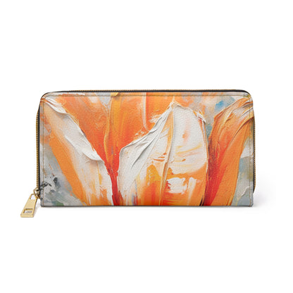 Zipper Wallet with Vibrant Orange Tulip: Embrace the Beauty of Nature