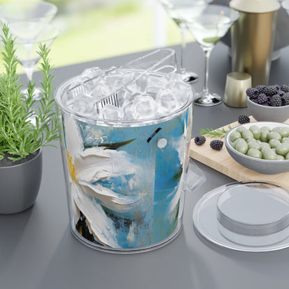 Ethereal Elegance: Ice Bucket with Tongs featuring an Abstract Oil Painting of Jasmine