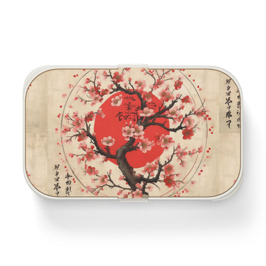 Nature's Brushstrokes: Bento Box Featuring Captivating Cherry Blossom Drawings