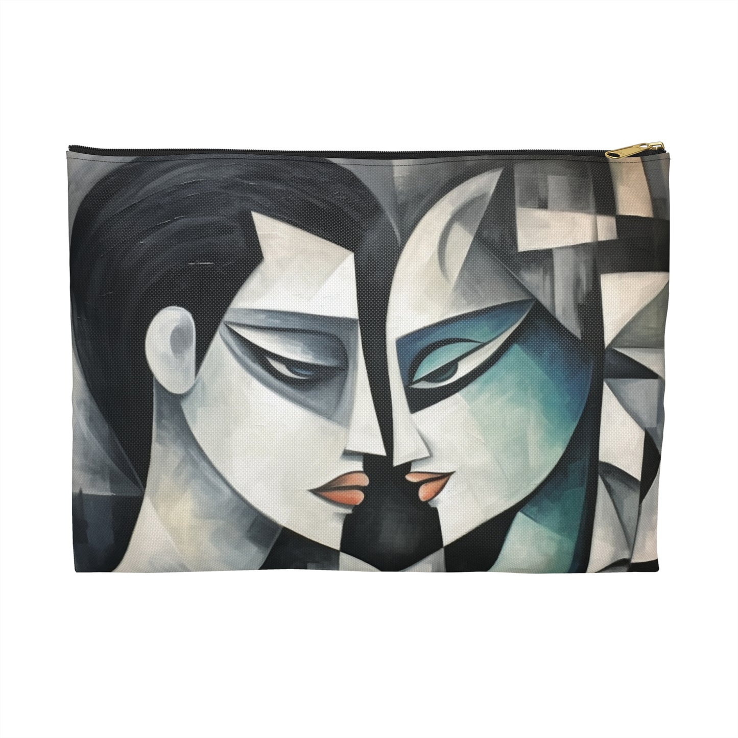 Accessory Pouch with Cubist Art: Finesse and Abstract Flair