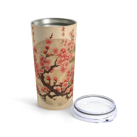 Whimsical Blossom Dreams: Tumbler with Delightful Flower Drawings and Cherry Blossoms