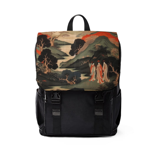 Custom Japanese Tapestry on a Unisex Casual Shoulder Backpack - Unique Artistic Expression