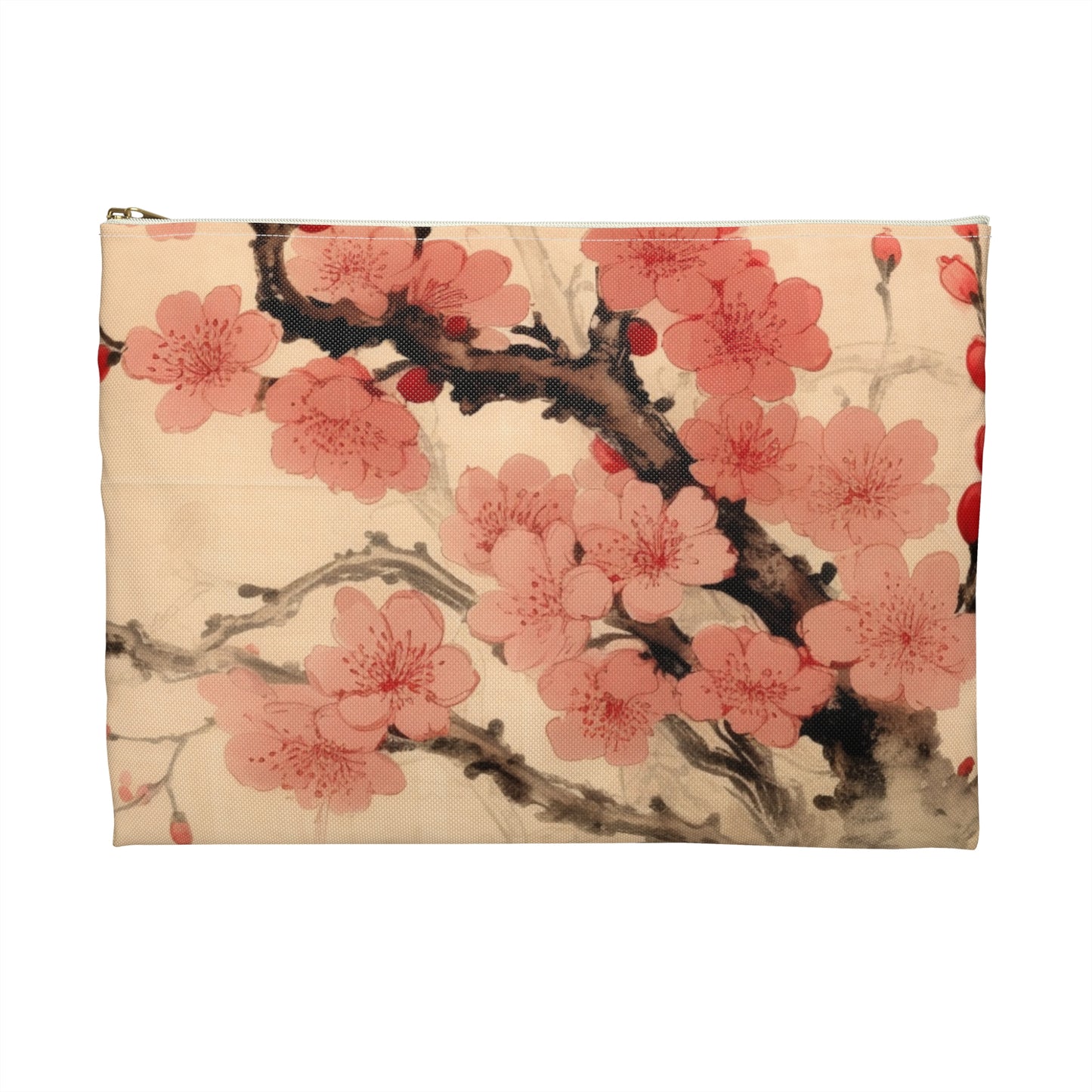 Floral Fusion: Accessory Pouch Merging Cherry Blossom Beauty and Artistic Flower Drawings