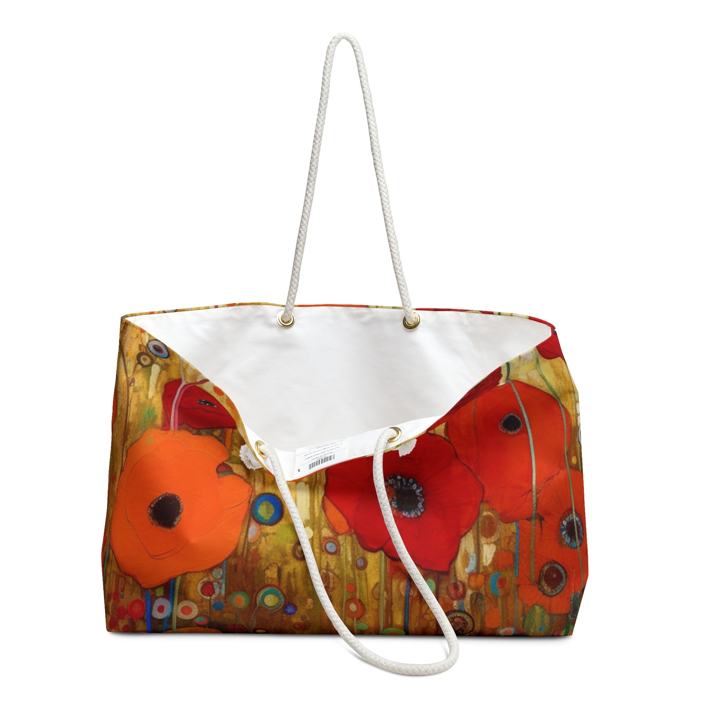 Floral Symphony: Weekender Bag showcasing Gustav Klimt's Poppies in Art Nouveau