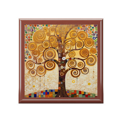 Captivating Artistry: The Tree of Life Jewelry Box, Inspired by Gustav Klimt's Timeless Masterpiece