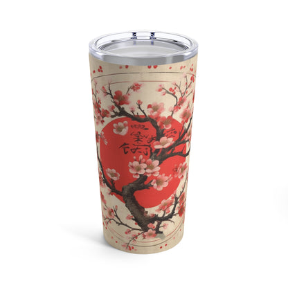 Nature's Brushstrokes: Tumbler Featuring Captivating Cherry Blossom Drawings