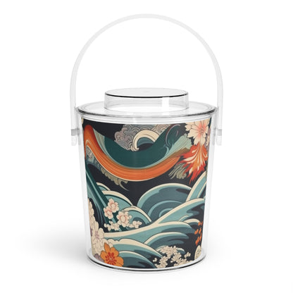 Elegant Kimono Ice Bucket with Tongs: Embrace Japanese Artistry