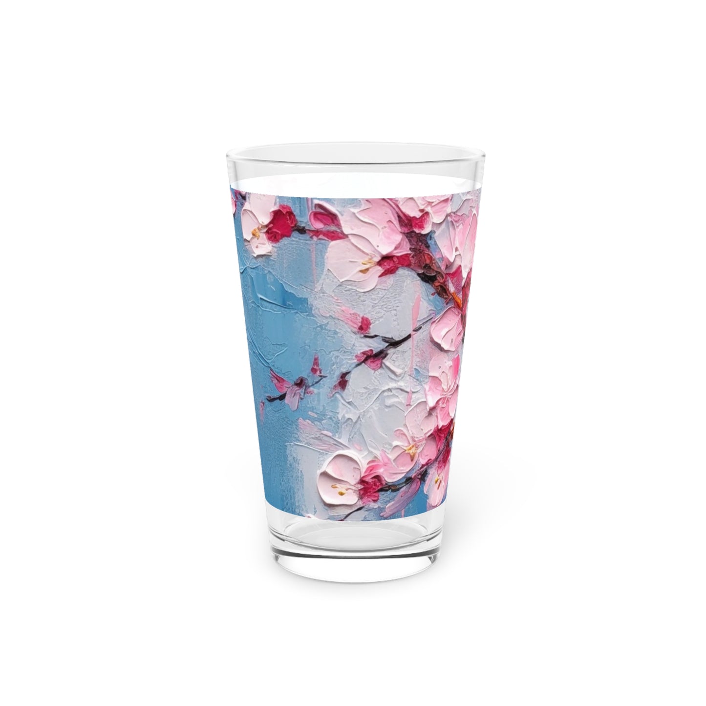 Pint Glass with Abstract Cherry Blossom Drawing: Embrace the Serenity