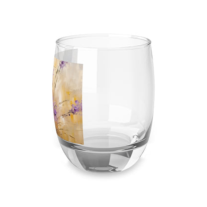 Expressive Lavender Drawing on Whiskey Glass: A Symphony of Colors and Petals