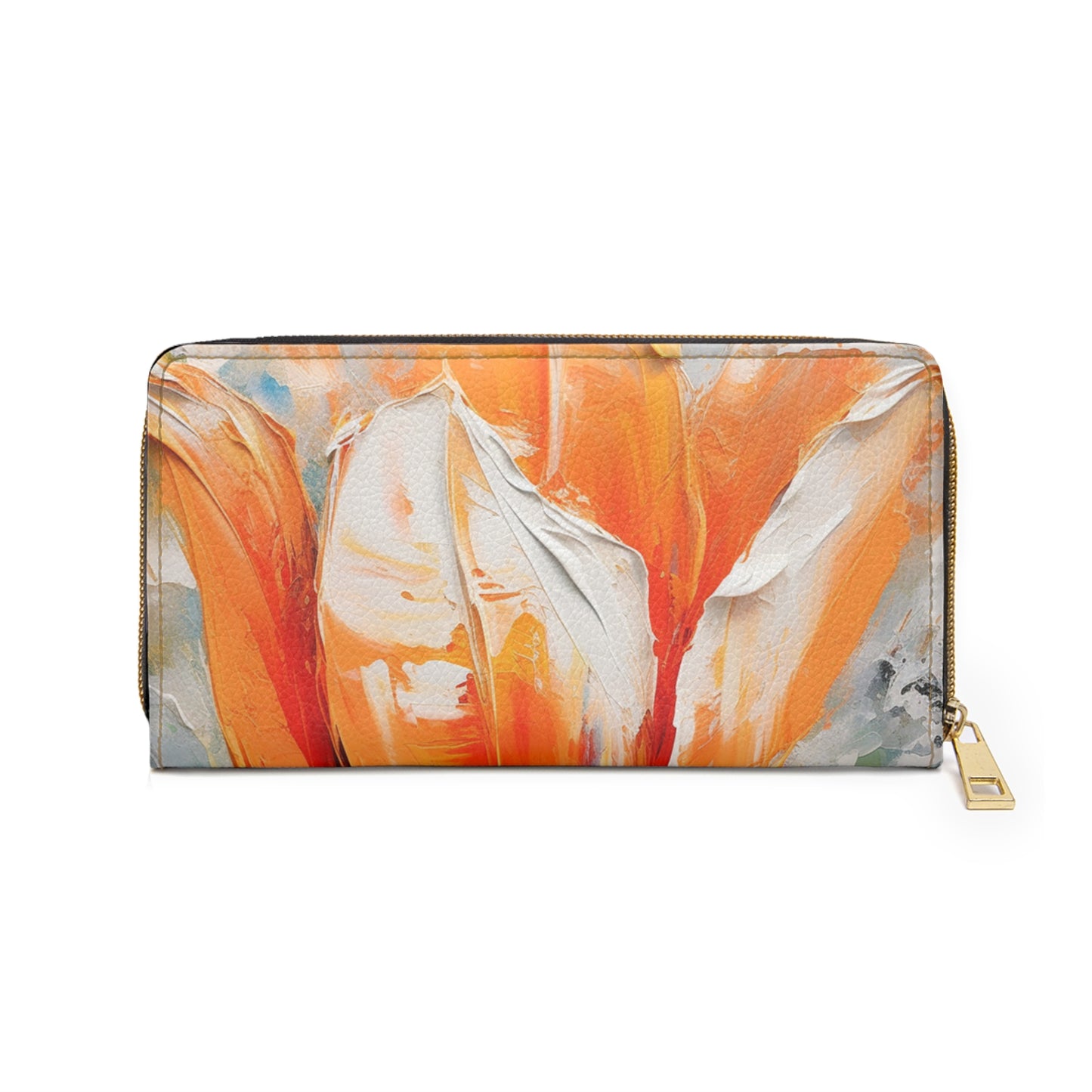 Zipper Wallet with Vibrant Orange Tulip: Embrace the Beauty of Nature