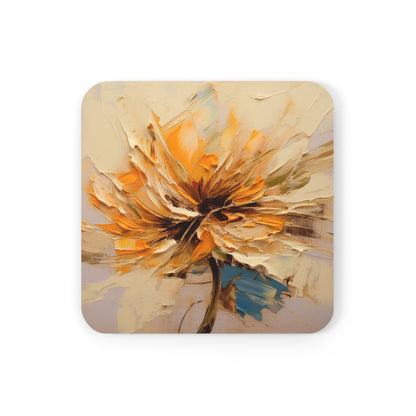 A Brush of Nature's Elegance: Corkwood Coaster Set for Artistic Flower Lovers