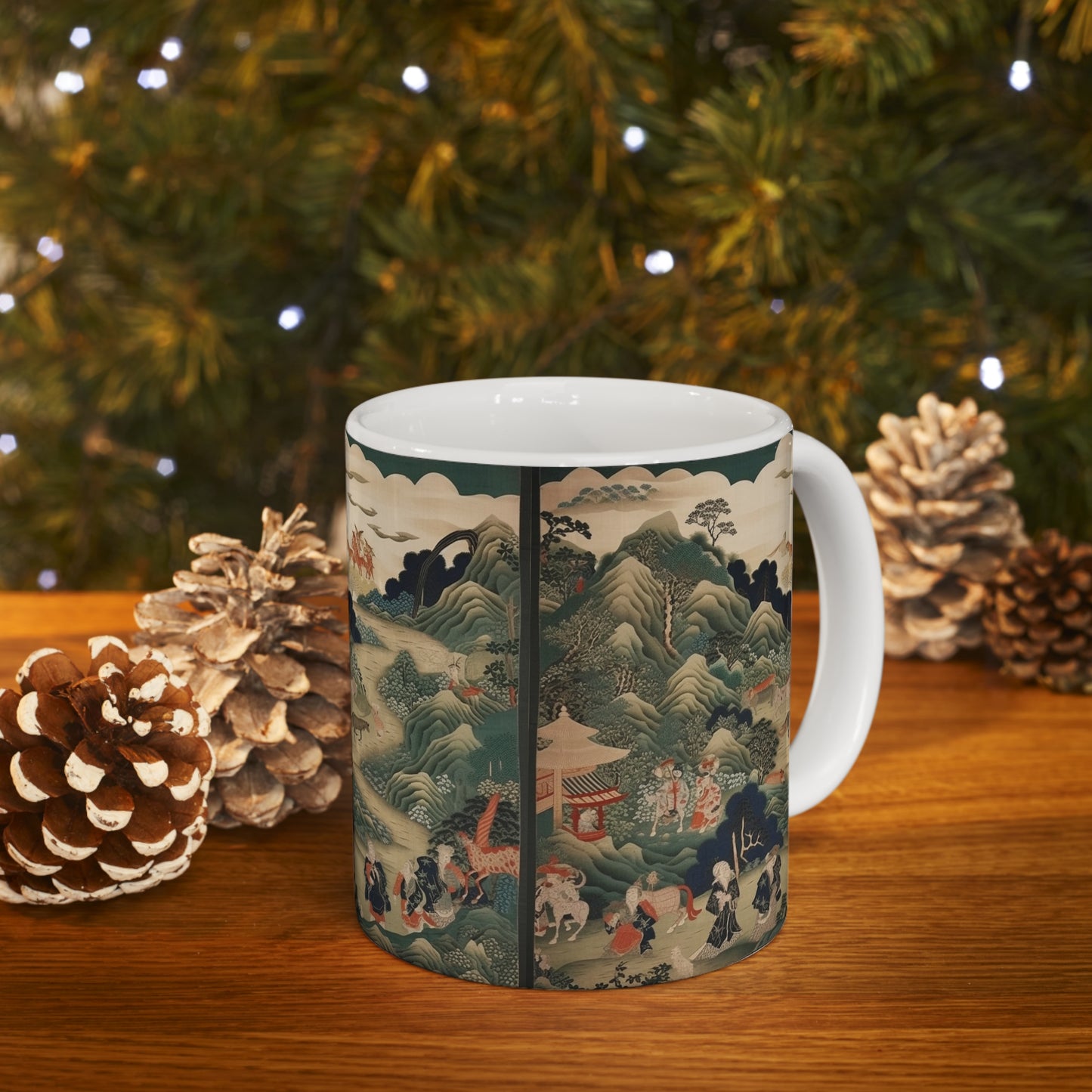 Ceramic Mug: Japanese Tapestry Delight - Experience the Essence of Traditional Japanese Art in Your Hands