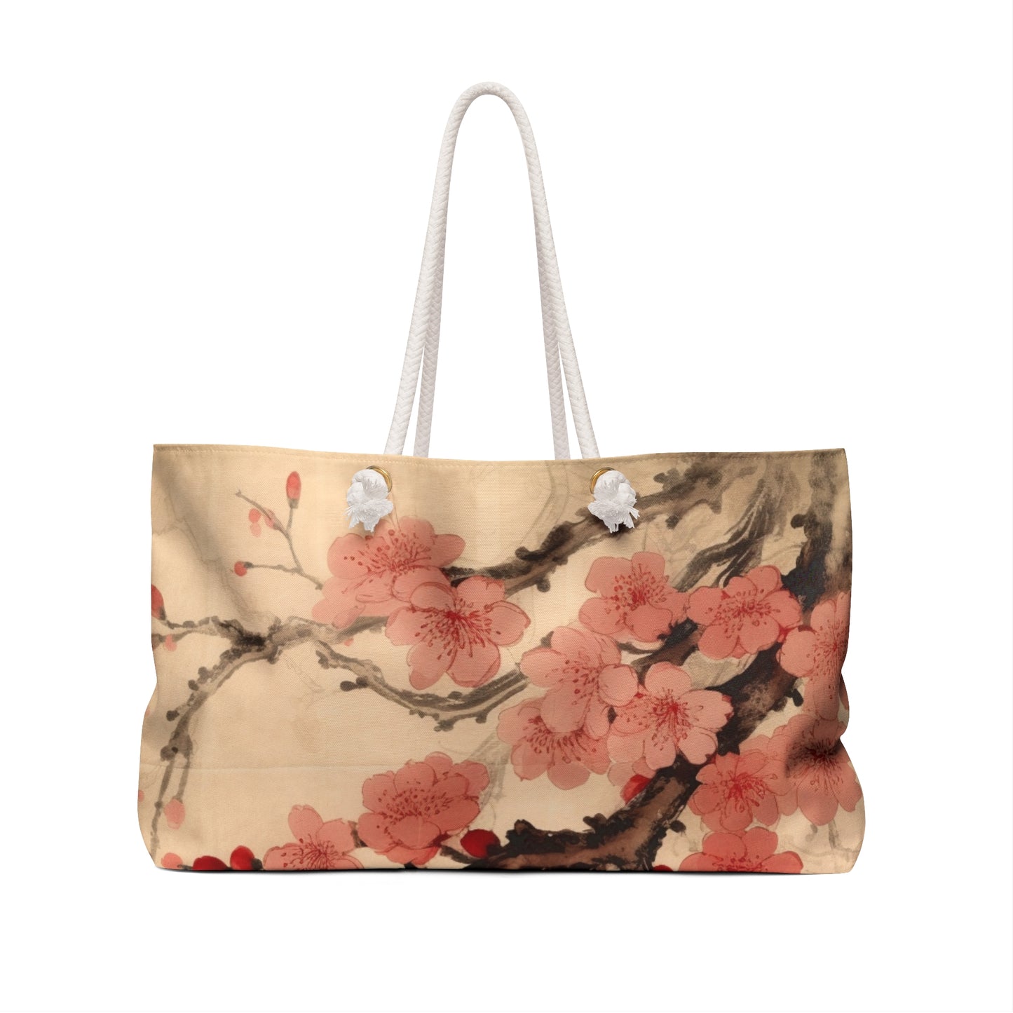 Floral Fusion: Weekender Bag Merging Cherry Blossom Beauty and Artistic Flower Drawings