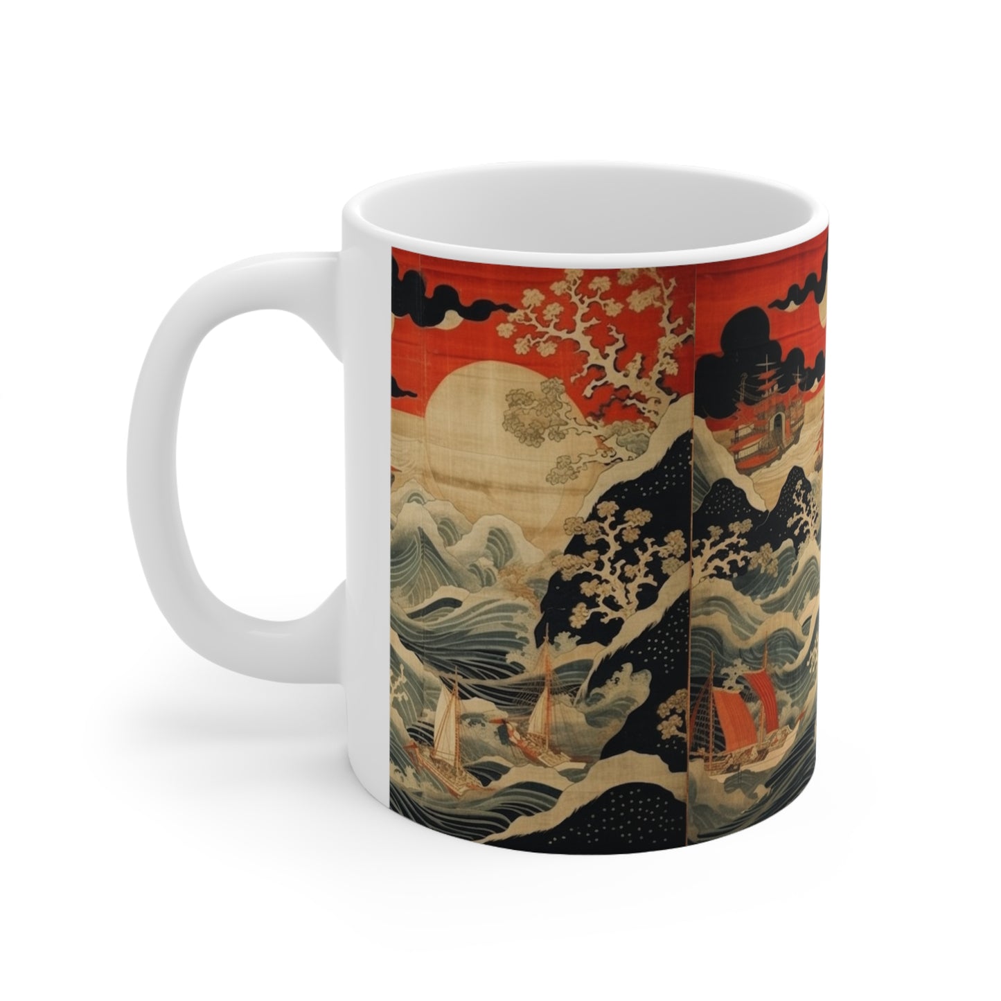 Ceramic Mug: Artistic Fusion - Where Japanese Tapestry Meets the Perfect Coffee Mug