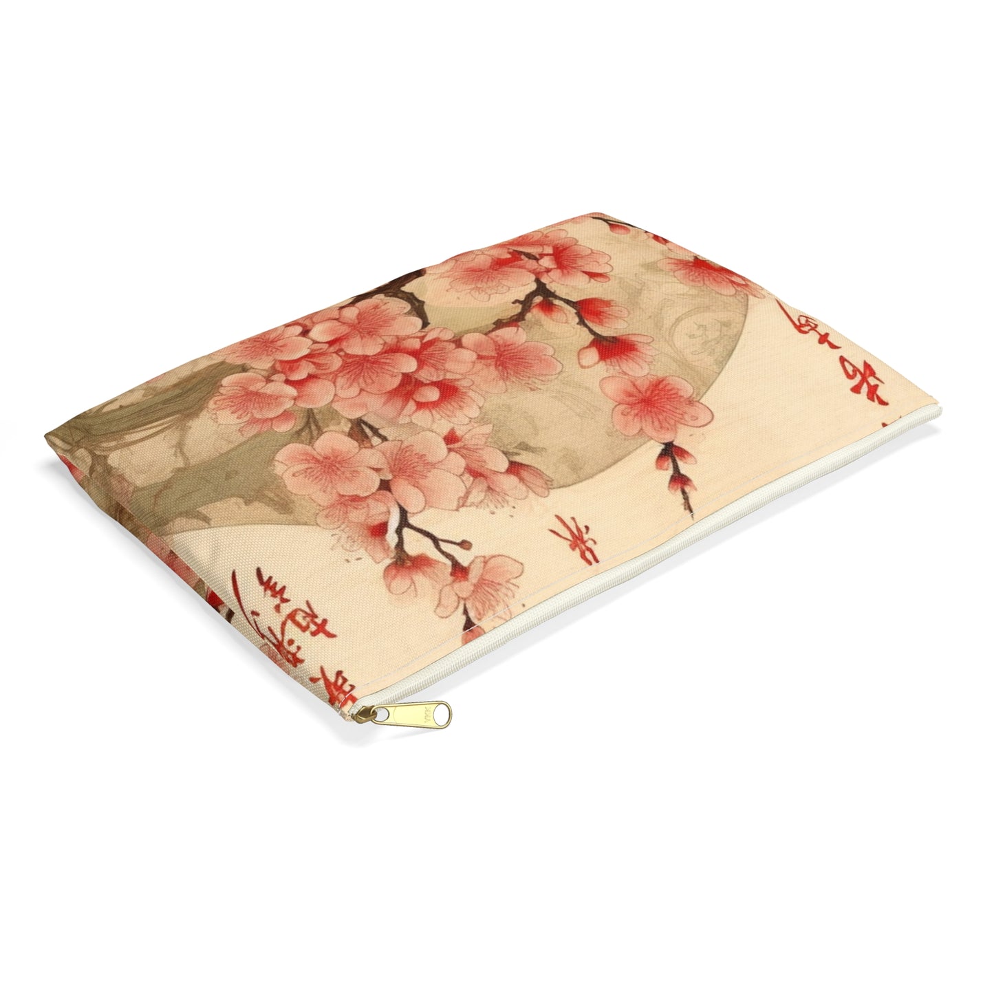 Whimsical Blossom Dreams: Accessory Pouch with Delightful Flower Drawings and Cherry Blossoms