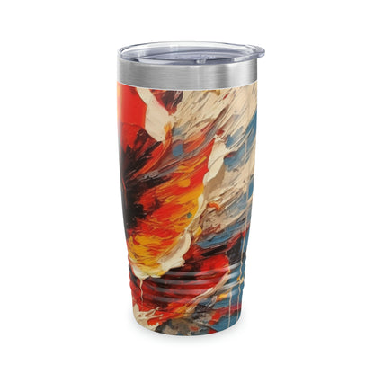 Poppy Symphony: Tumbler with Abstract Floral Artwork