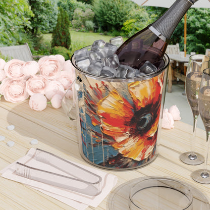 Poppy Symphony: Ice Bucket with Tongs with Abstract Floral Artwork