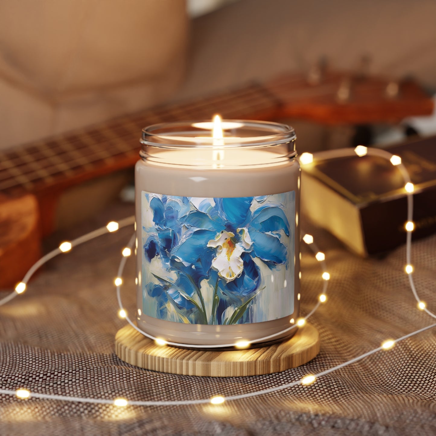 Embrace Artistic Expression with Blue Orchid Abstract Painting Scented Soy Candle