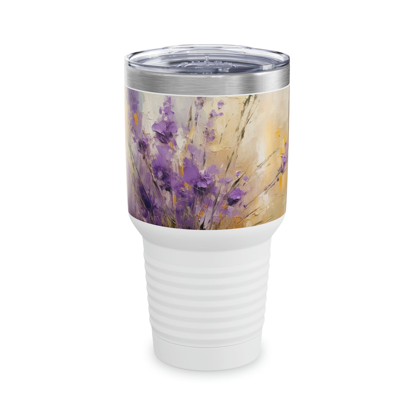 Artistic Expressions: Lavender Drawing on Ringneck Tumbler, A Symphony of Colors