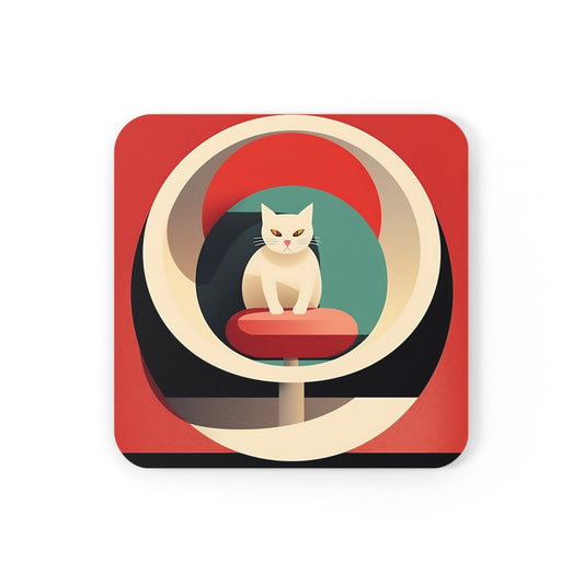 Vintage Cat-titude: Channel the 1950s and 1960s with our Midcentury Modern Cat-inspired Corkwood Coaster Set