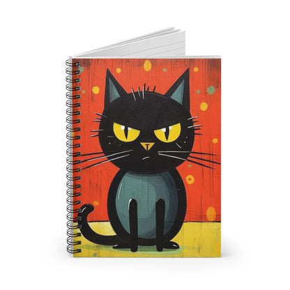 Fashionably Retro Feline: Midcentury Modern Spiral Notebook with a Vintage Cat-Inspired Flair