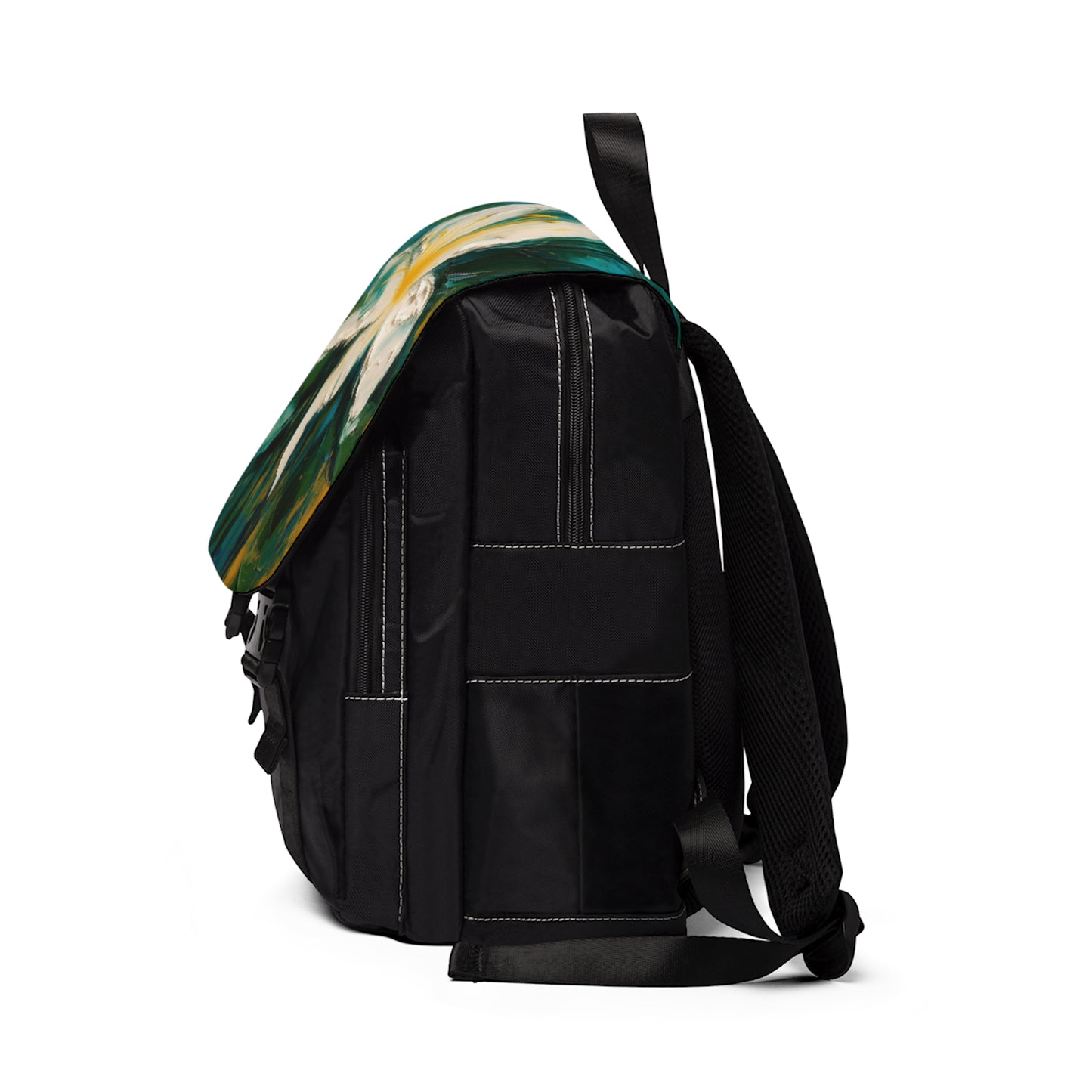 Floral Symphony: Unisex Casual Shoulder Backpack featuring an Abstract Oil Painting of Jasmine