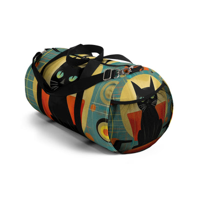 Abstract Cat Expressions: Modern Art-Inspired Midcentury Modern Duffel bag with Timeless Atomic Age Design