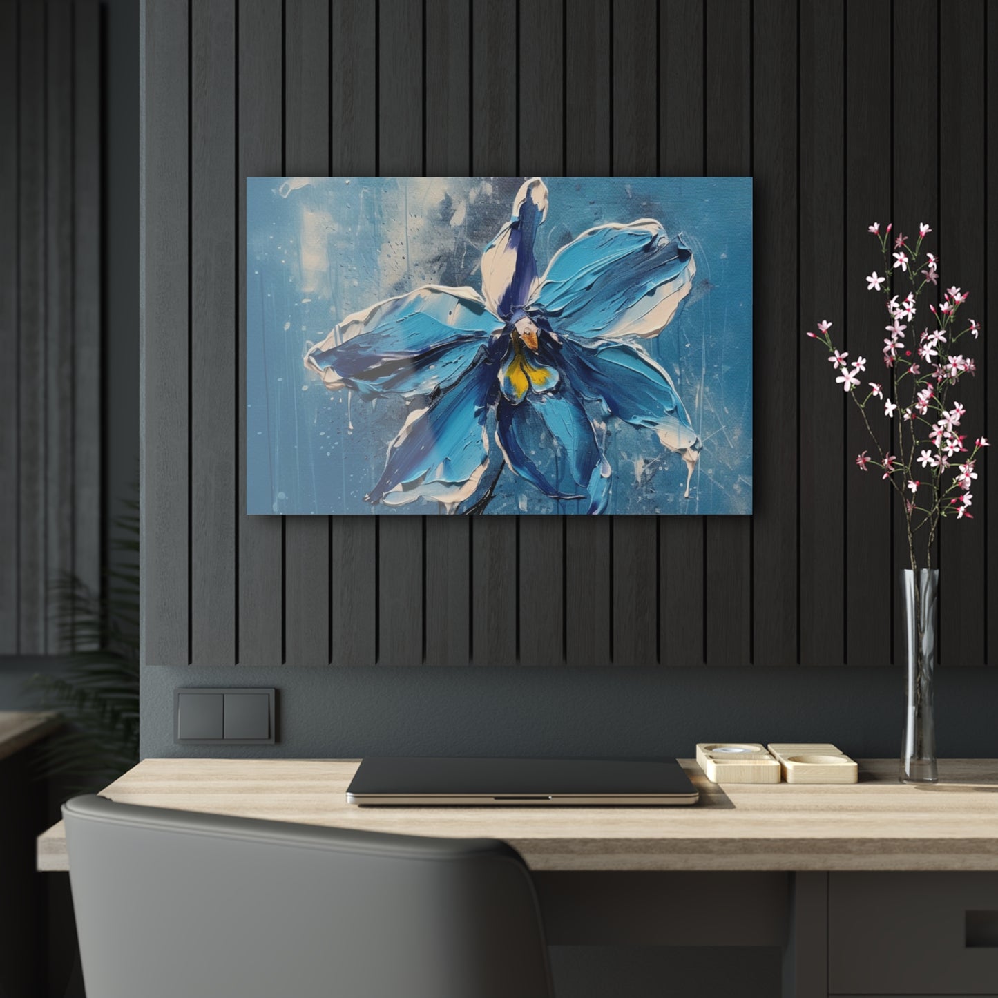 Abstract Backgrounds Acrylic Prints: Blue Orchid Bliss in Artistic Abstraction