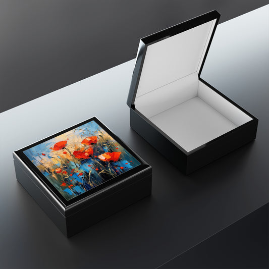 Jewelry Box Paradise: Abstract Poppy Artwork and Flower Drawings