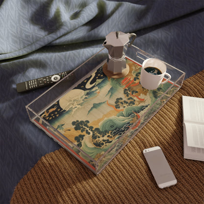 Harmony of the Elements: Japanese Tapestry-Inspired Acrylic Serving Tray