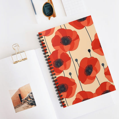 Captivating Elegance: Gustav Klimt Poppies Spiral Notebook, a Fusion of Modern Art and Timeless Beauty