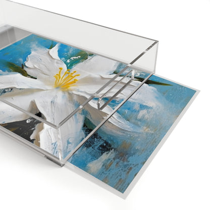 Ethereal Elegance: Acrylic Serving Tray featuring an Abstract Oil Painting of Jasmine