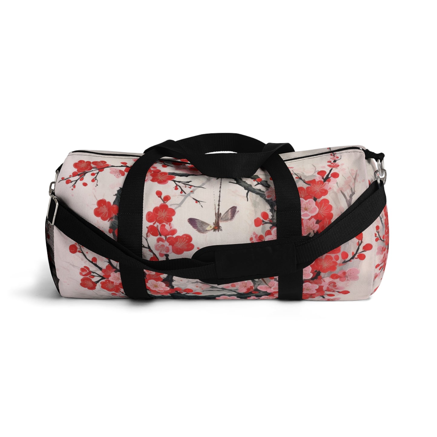 Cherry Blossom Delight: Duffel Bag Adorned with Intricate Flower Drawings and Artistry