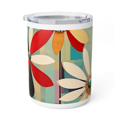 Floral Delight: Minimalist Home Decor with Flower Drawings on Insulated Coffee Mug