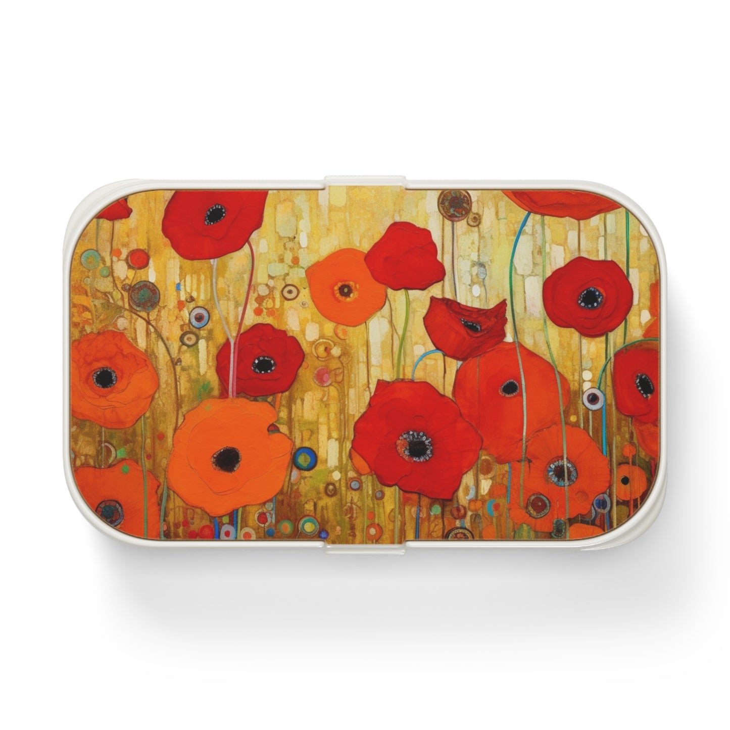 Floral Symphony: Bento Box showcasing Gustav Klimt's Poppies in Art Nouveau