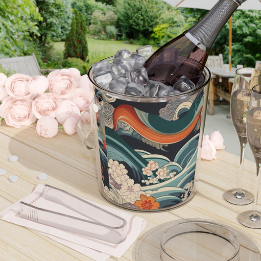 Elegant Kimono Ice Bucket with Tongs: Embrace Japanese Artistry