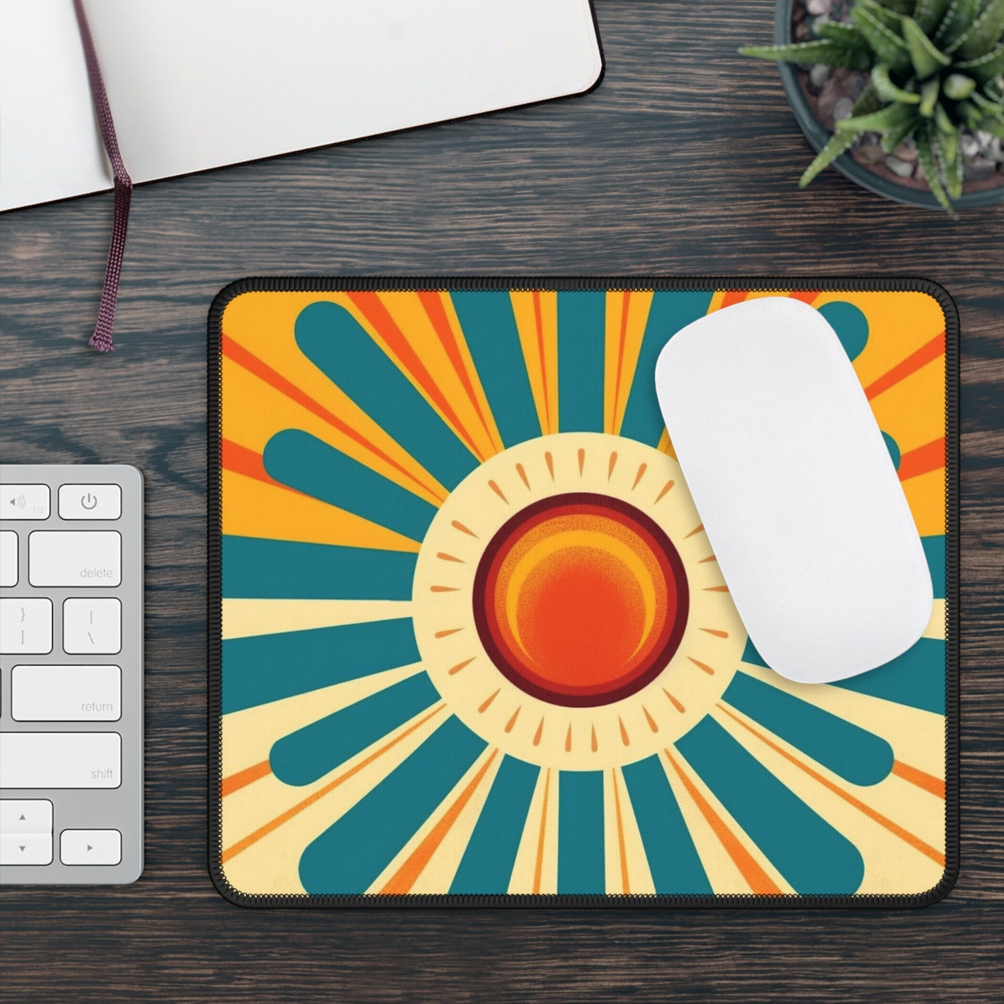 Atomic Age Sunshine: Midcentury Modern Sun Gaming Mouse Pad