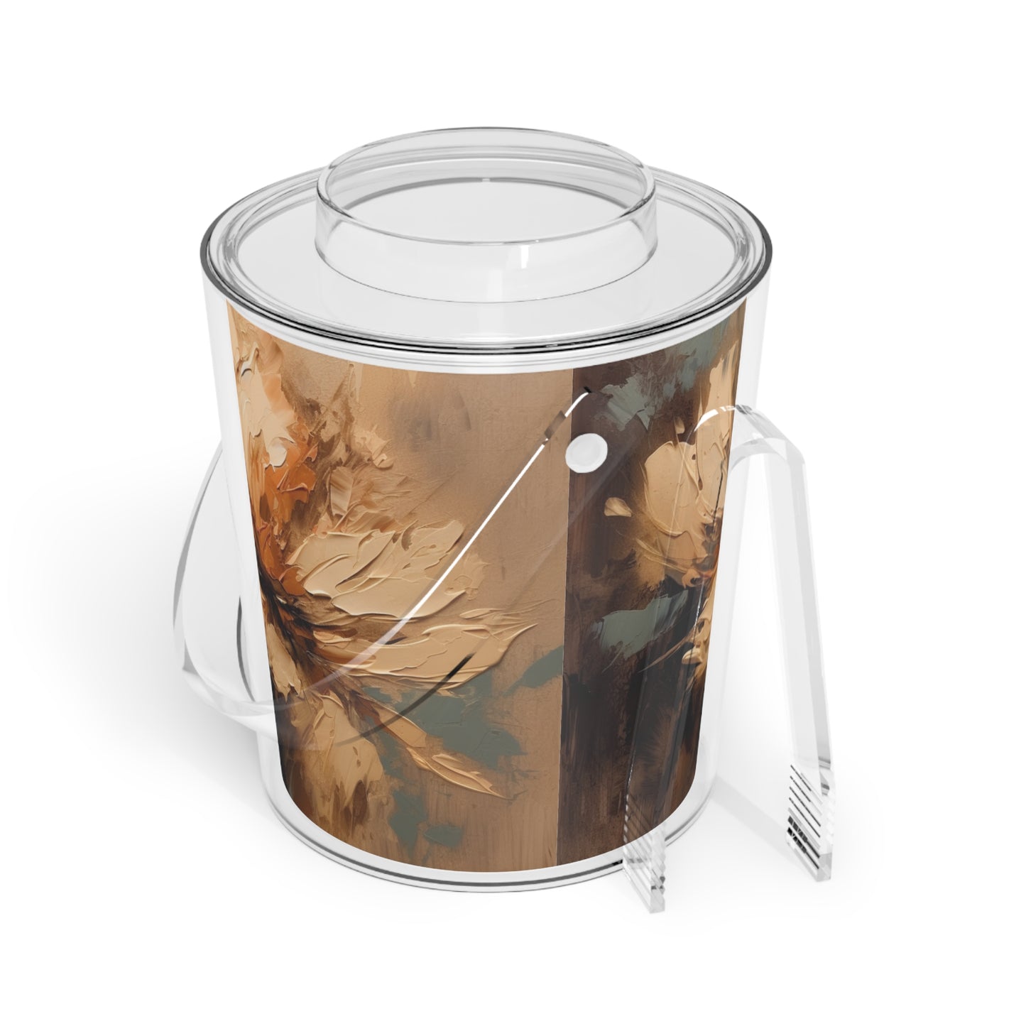 Artistic Fusion: Ice Bucket with Tongs Infused with Tan Hua-Inspired Abstract Art