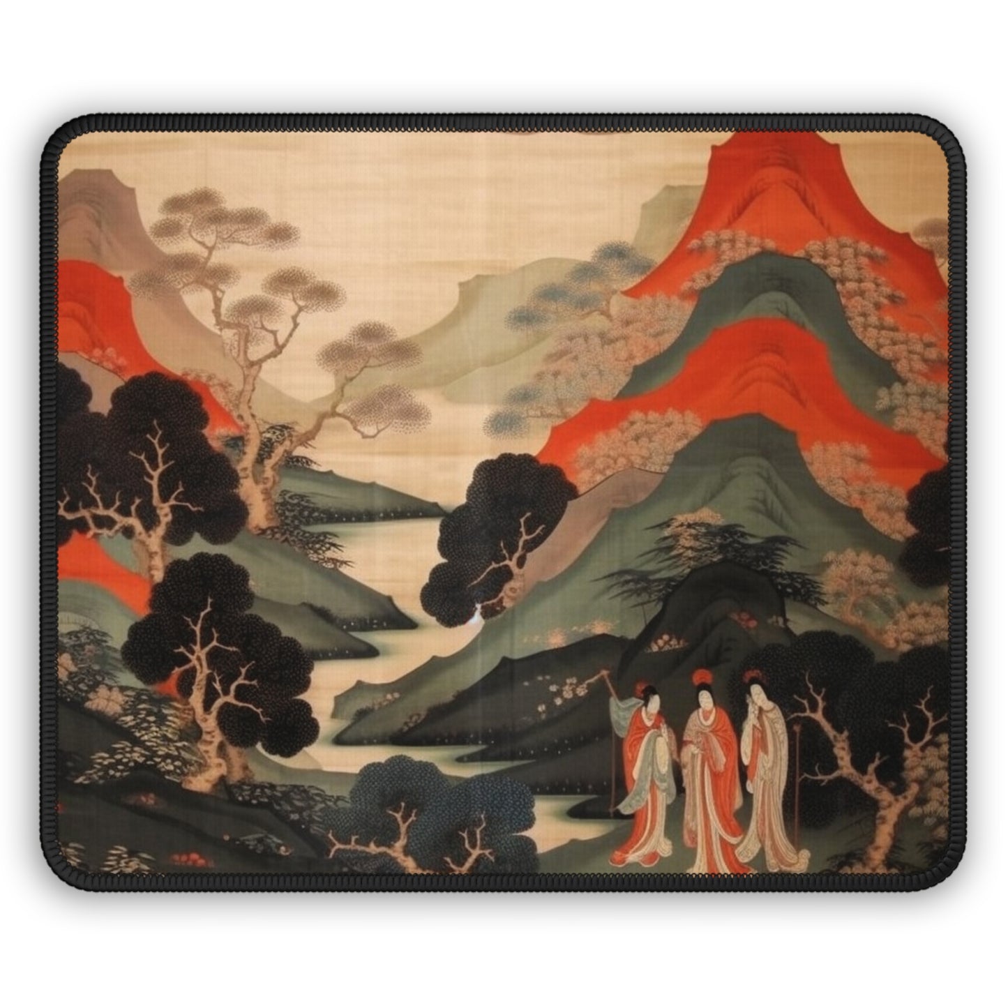 Custom Japanese Tapestry on a Gaming Mouse Pad - Unique Artistic Expression