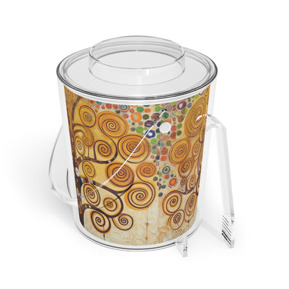 Captivating Artistry: The Tree of Life Ice Bucket with Tongs, Inspired by Gustav Klimt's Timeless Masterpiece