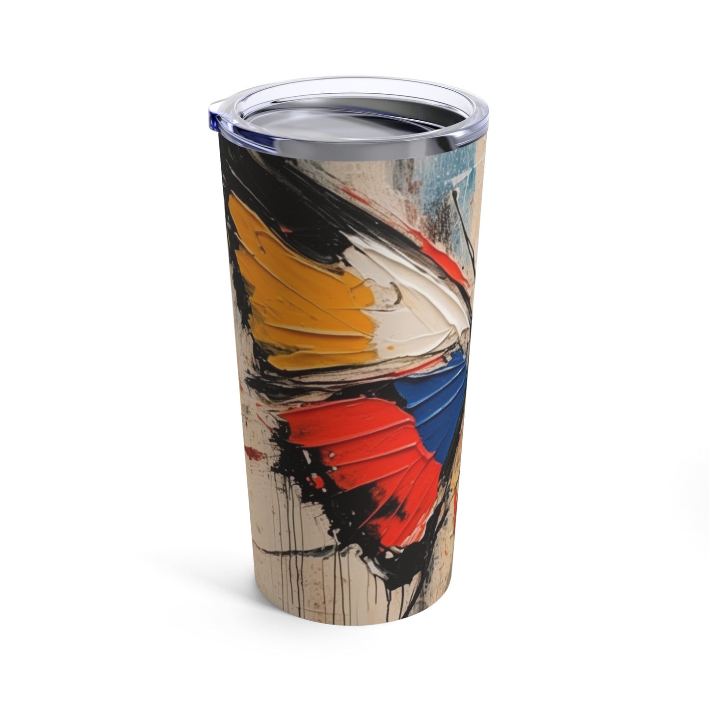 Abstract Bauhaus Design: Tumbler with Butterfly-Inspired Brush Strokes