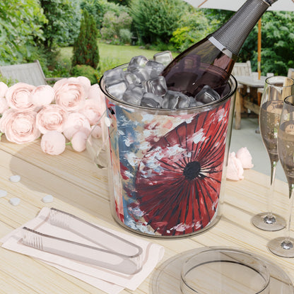 Abstract Japanese Umbrella Painting Ice Bucket with Tongs: Unleashing Artistic Beauty