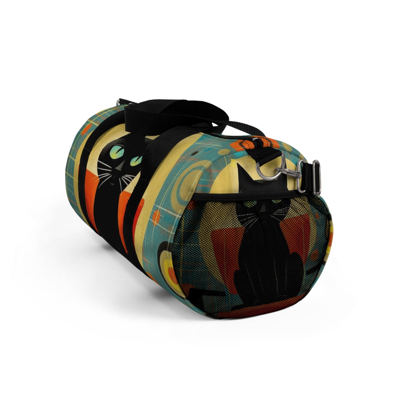 Abstract Cat Expressions: Modern Art-Inspired Midcentury Modern Duffel bag with Timeless Atomic Age Design