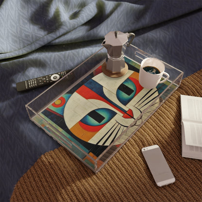 Artistic Vintage Vibes: Picasso-Inspired Midcentury Modern Acrylic Serving Tray for Retro Fashion